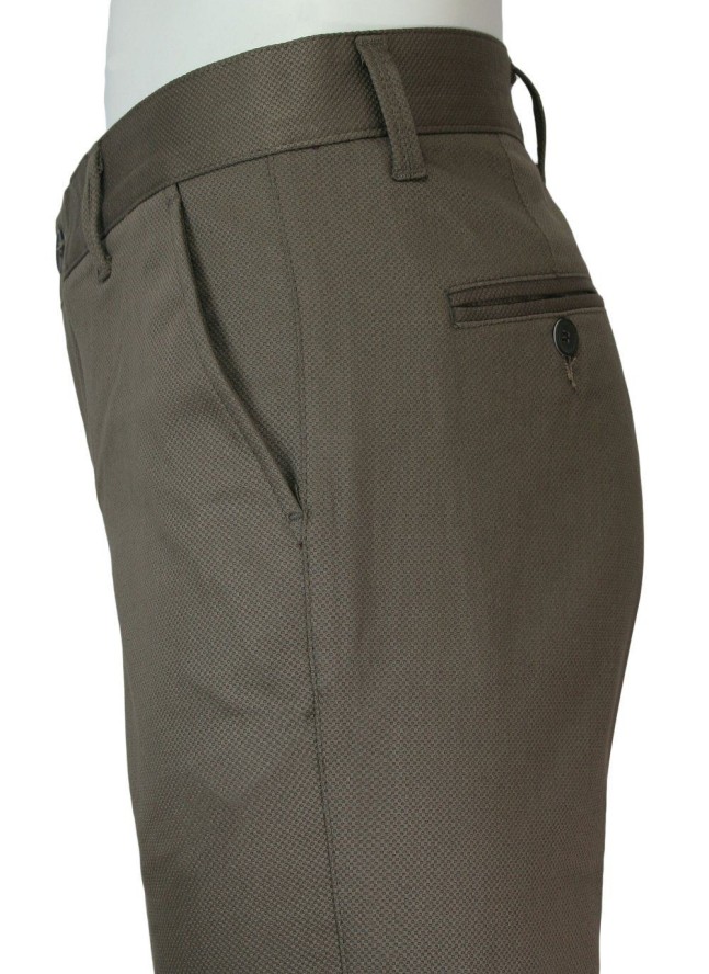 Spodnie z Elastanem, Beżowe, Casualowe, Zwężana Nogawka, Męskie -RIGON