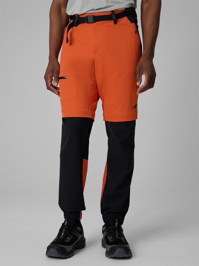 4F Spodnie trekkingowe 2w1 męskie - pomarańczowe XL
