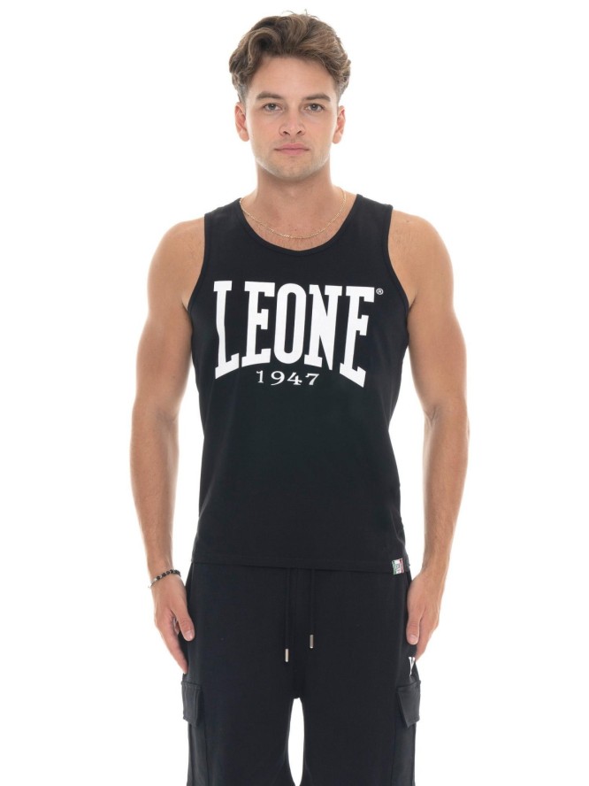 Koszulka męska Leone 1947 Apparel bez rękawów z dużym logo styl bokserski