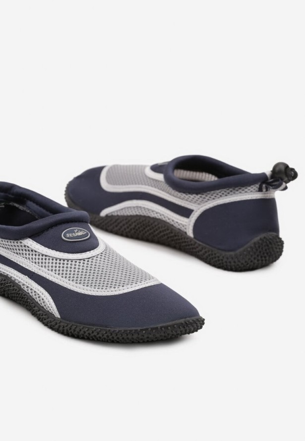 Granatowo-Szare Buty Sportowe do Wody z Siateczki z Elastyczną Podeszwą Camagia