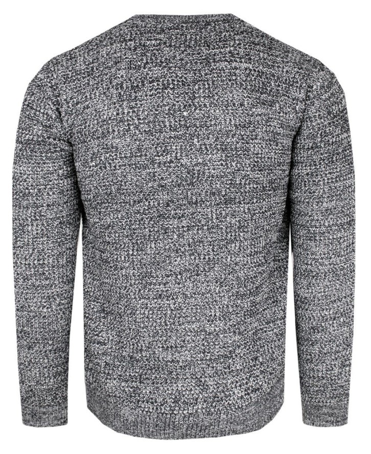 Męski Sweter Dziergany (Knit) - Brave Soul - Melanż Stalowy