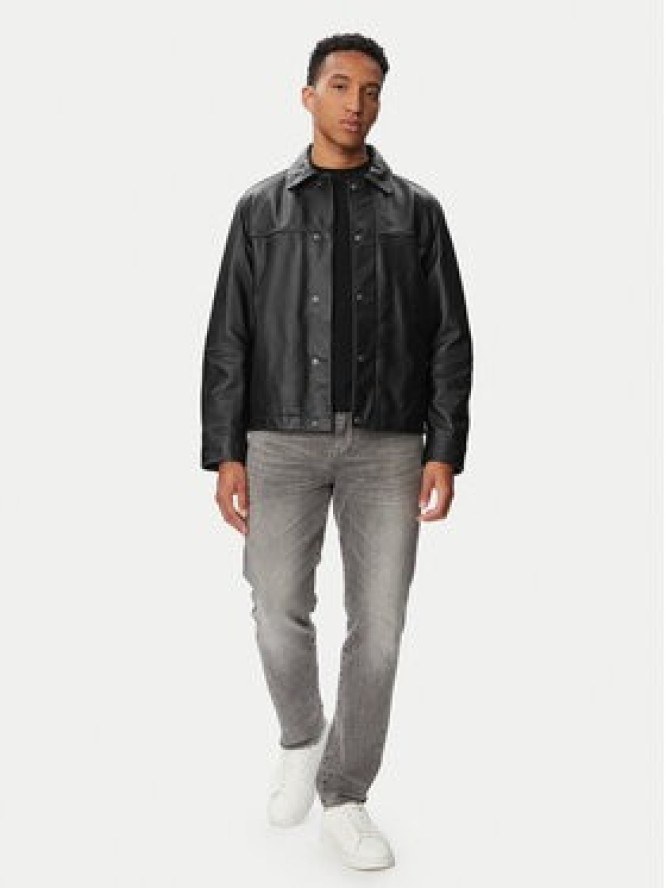 BOSS Kurtka skórzana Joban 50562532 Czarny Regular Fit
