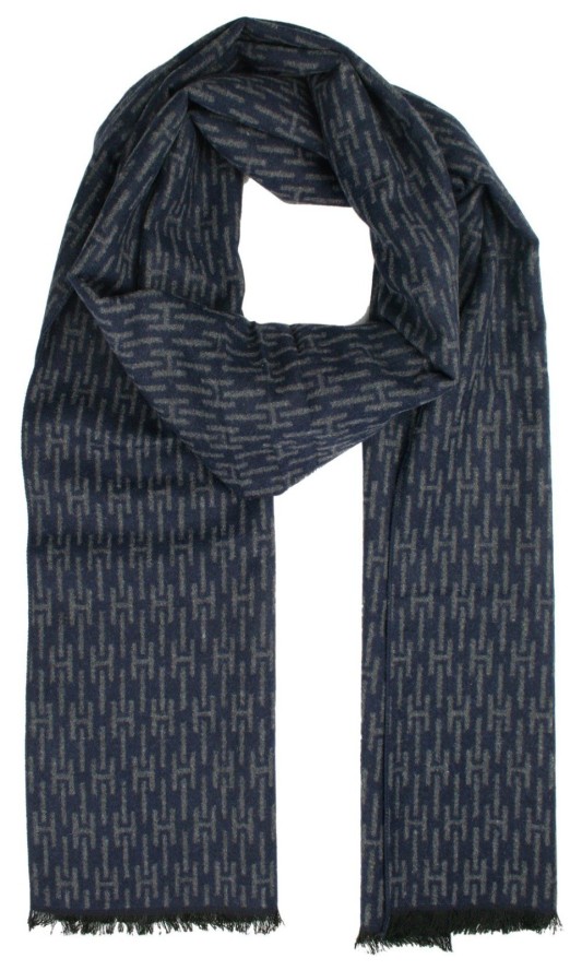 Męski Szalik Alties - Granatowy, Wzór Geometryczny