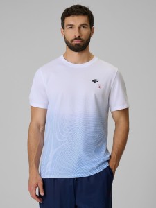 4F T-shirt regular z nadrukiem męski - niebieski S