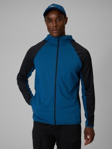 4F Bluza trekkingowa regular z kapturem męska - turkusowa XL