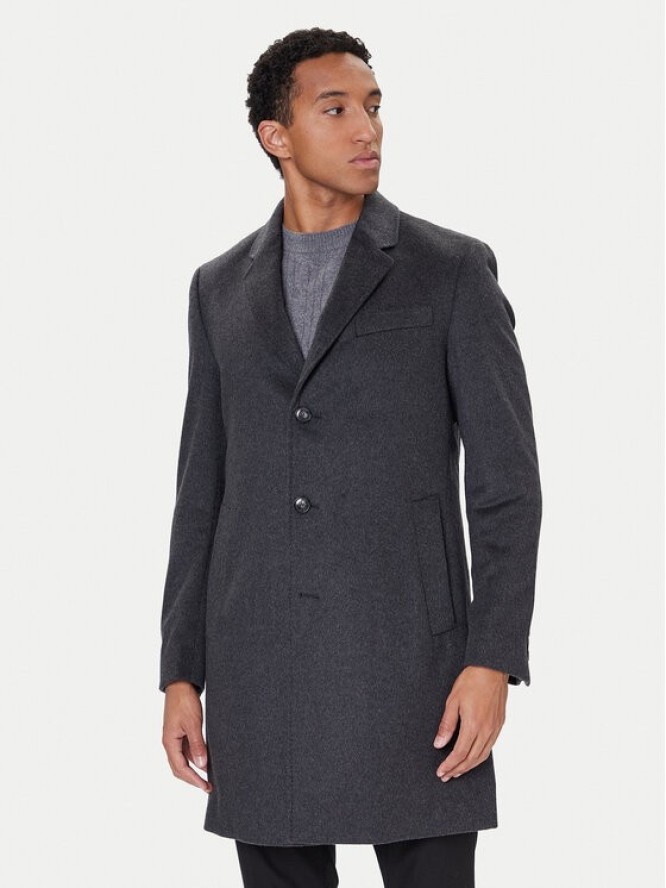 BOSS Płaszcz wełniany Hyde 50549187 Szary Slim Fit