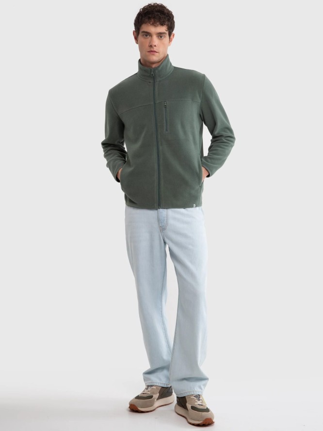 Bluza męska polarowa rozpinana khaki Malkom 303