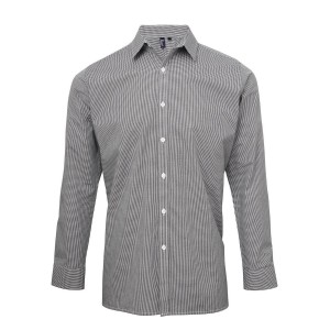 Męska Koszula Z Długim Rękawem Gingham Micro Checked