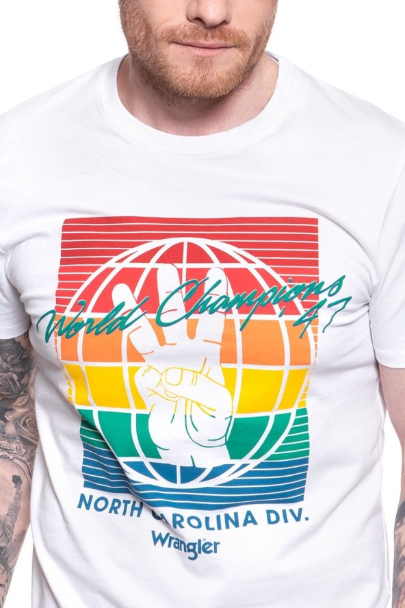 WRANGLER T SHIRT SS GLOBE TEE WHITE W7D9FK989 112131770