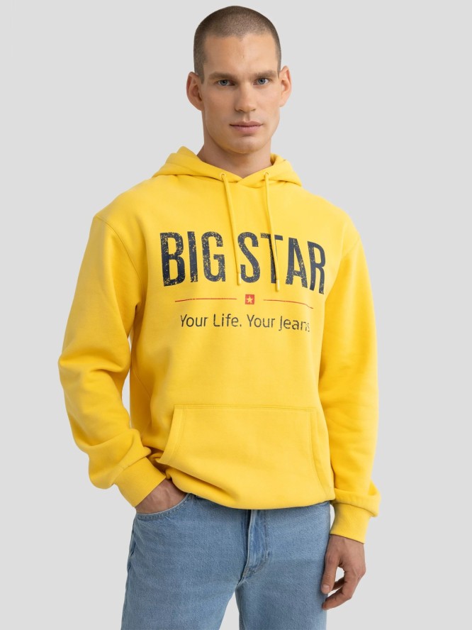 Bluza męska z kapturem z logo BIG STAR żółta Ashlyno 201
