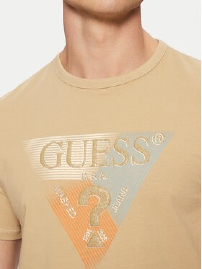 Guess T-Shirt M5RI14 J1314 Beżowy Slim Fit