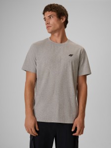 4F T-shirt regular gładki męski - szary S