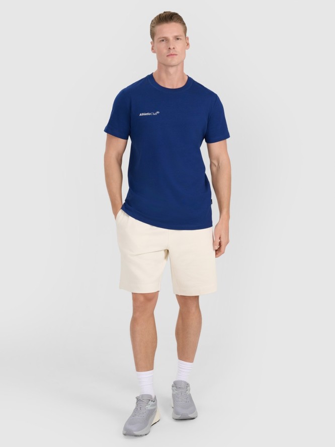 4F T-shirt regular z nadrukiem męski - granatowy XL