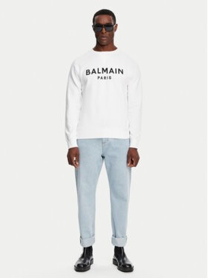 Balmain Bluza DH1JQ005BB65 Biały Regular Fit