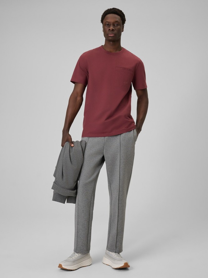 4F T-shirt regular gładki męski - burgundowy XXL