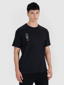 4F T-shirt oversize z nadrukiem męski - czarny M