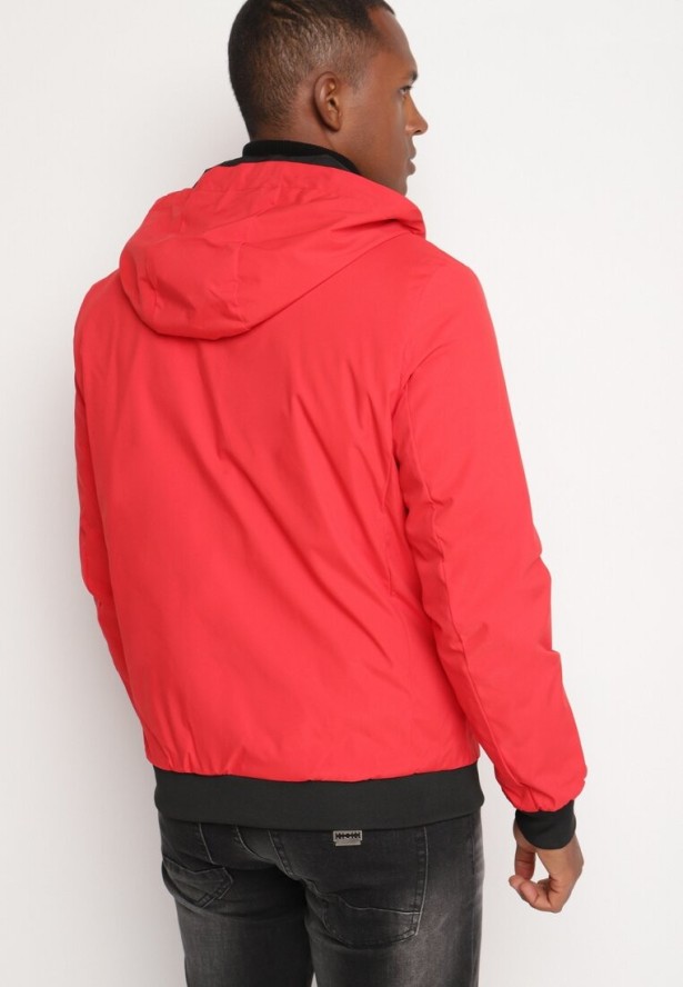 Czerwona Kurtka Wiatrówka z Kapturem i Ściągaczami Lorendriah