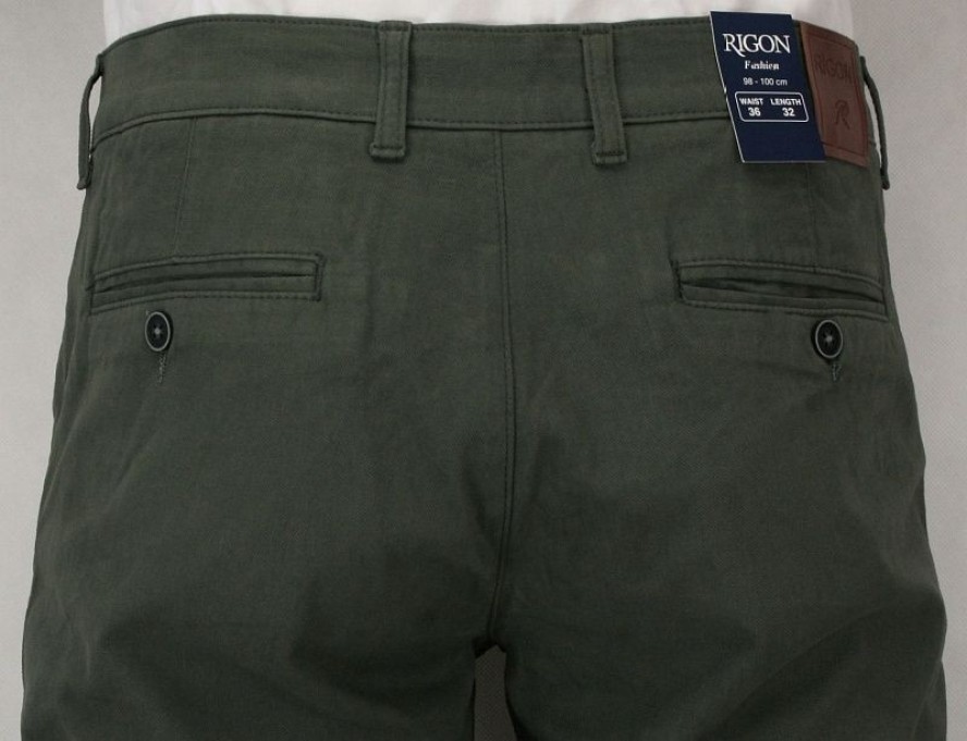 Męskie Spodnie Bawełniane, Chinosy, Zwężane, Khaki