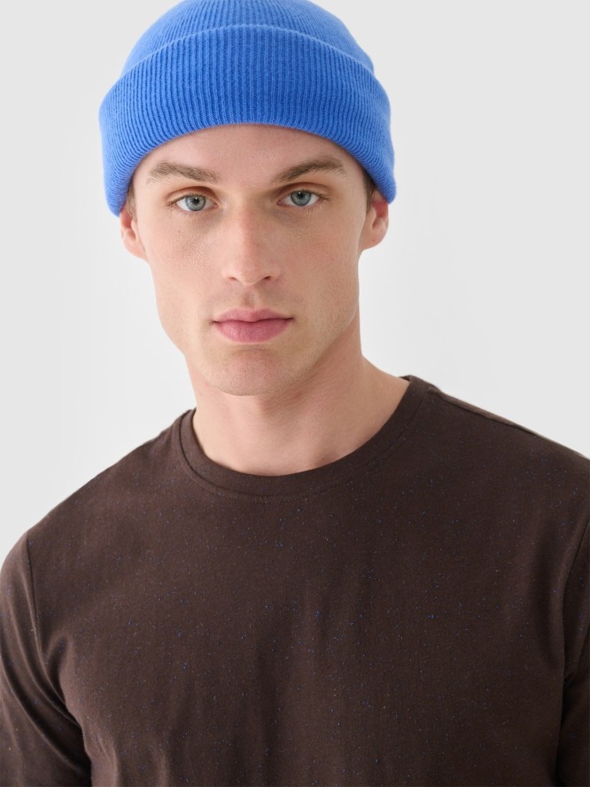 4F T-shirt regular gładki męski - brązowy L