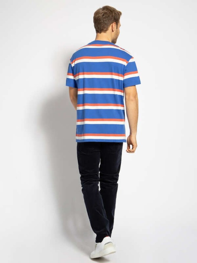 LEE SEASONAL STRIPE LOGO MĘSKI T-SHIRT RELAXED FIT SUMMER BLUE L61FBSNJ 112113836