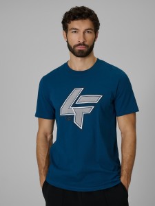 4F T-shirt regular z nadrukiem męski - turkusowa S