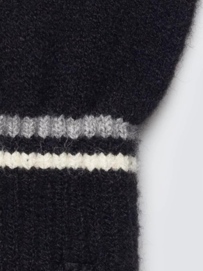 Rękawiczki męskie z kolorowym akcentem czarne Wandegorso 907