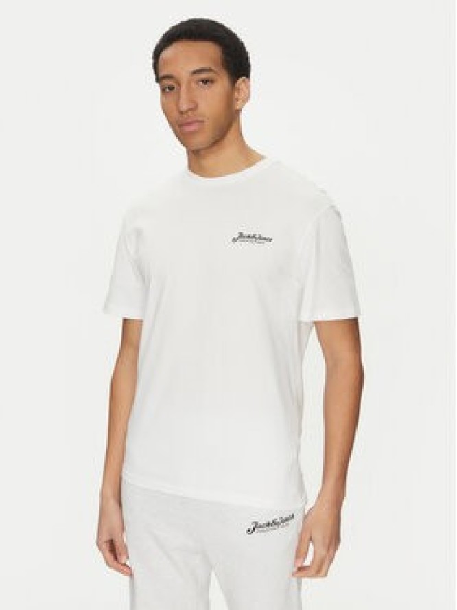 Jack & Jones Komplet t-shirt i szorty sportowe Beau 12277466 Biały Relaxed Fit