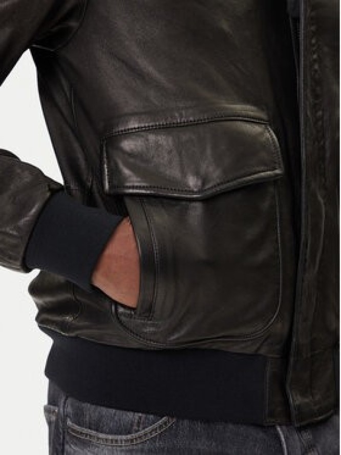 Aeronautica Militare Kurtka skórzana 252PN0895U100839 Czarny Regular Fit