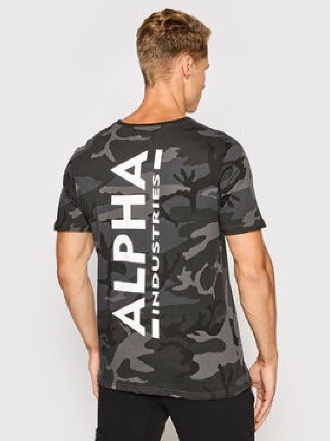 Alpha Industries T-Shirt Backprint T Camo 128507C Czarny Regular Fit