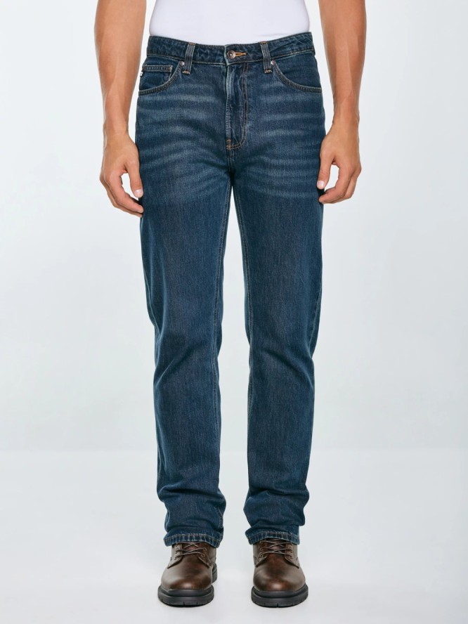 Jeansy męskie z prostą nogawką granatowe Toros 764