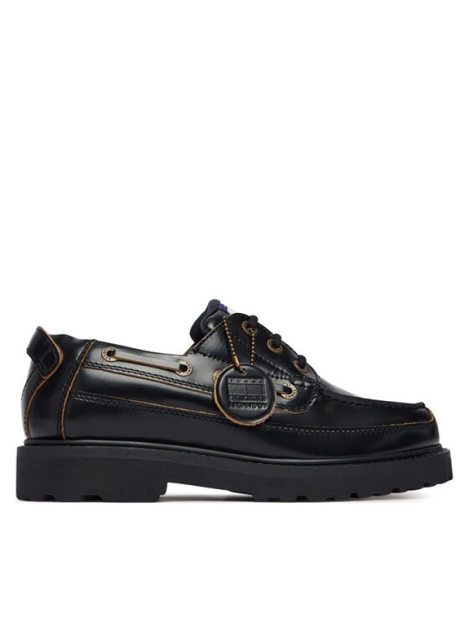 Tommy Jeans Półbuty Archive '01 Boat Shoe Lthr EM0EM01705 Czarny