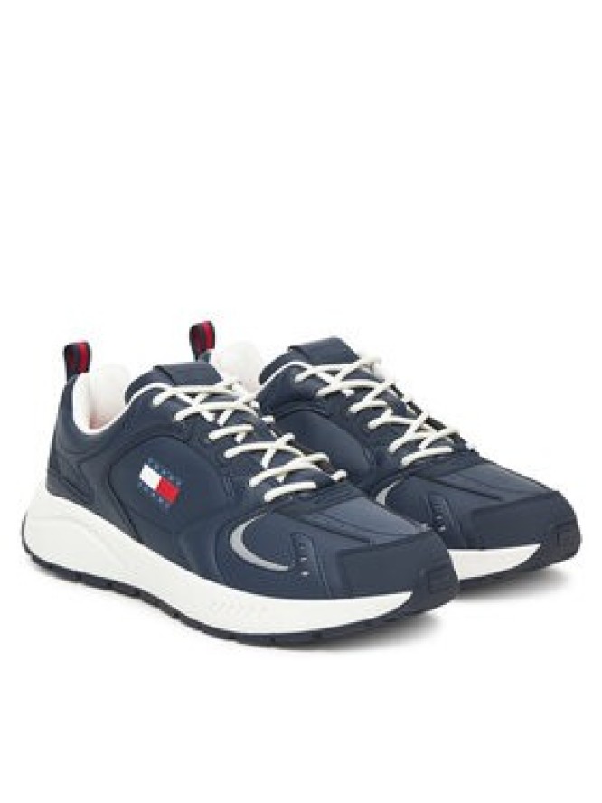 Tommy Jeans Sneakersy Tjm Runner Leather EM0EM01621 Granatowy