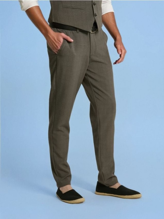 Spodnie chino slim fit w kratę - szary