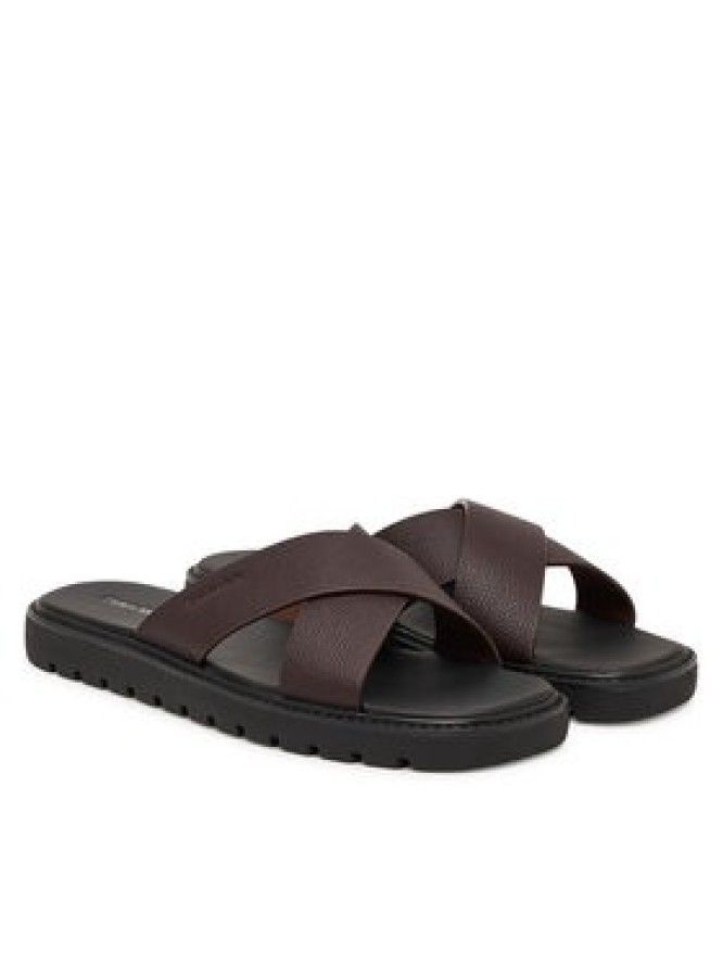 Calvin Klein Klapki Sq Molded Sandal Xcross Lth HM0HM02235 Brązowy