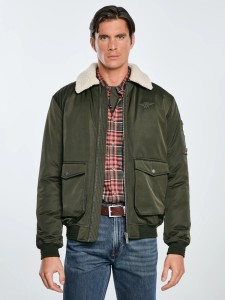 Kurtka męska bomber z kożuszkiem khaki Getnew 303