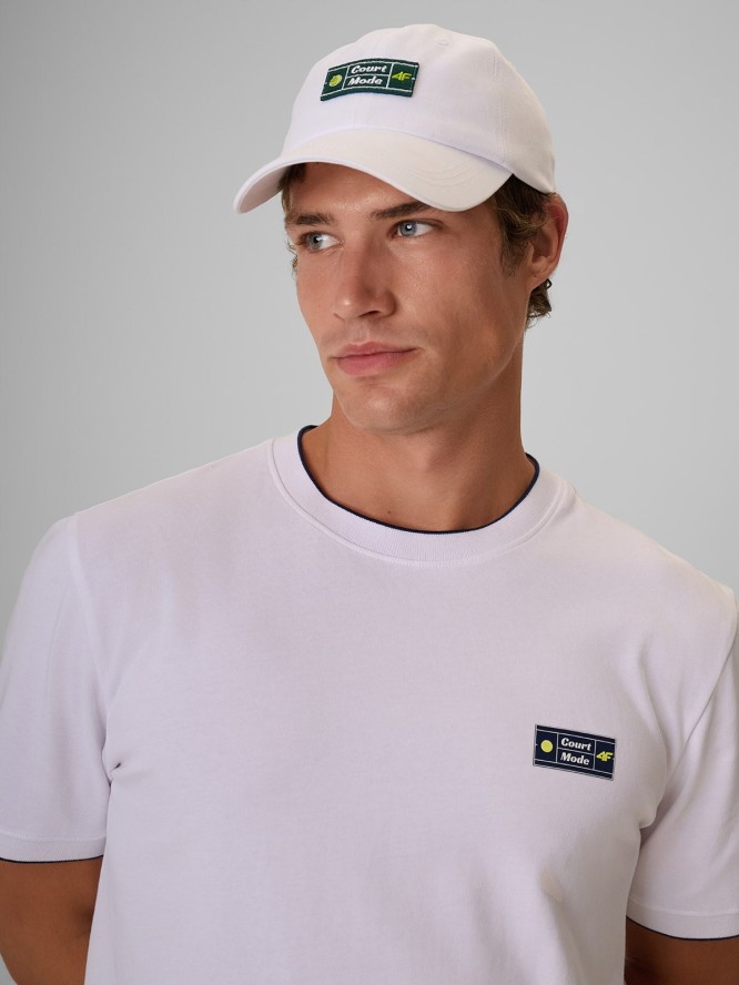 4F T-shirt regular gładki męski - biały M