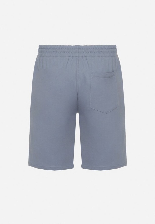 Jasnoniebieskie Bawełniane Szorty Dresowe z Gumką w Pasie i Sznurkiem Jorpia