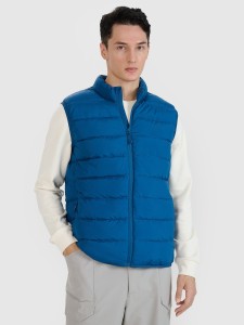 4F Bezrękawnik puchowy z wypełnieniem naturalnym męski - niebieski L