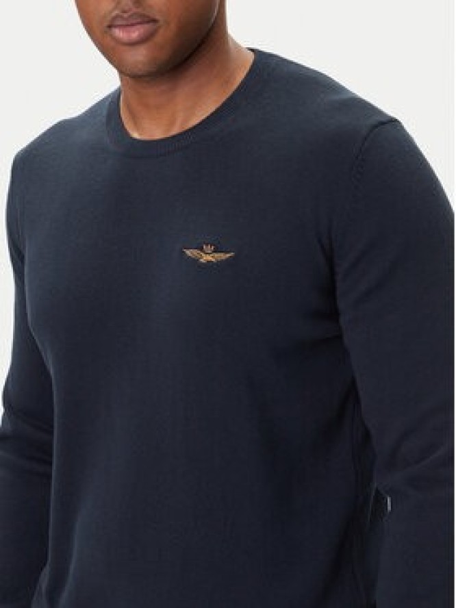 Aeronautica Militare Sweter 252MA1611UL00506 Granatowy Regular Fit