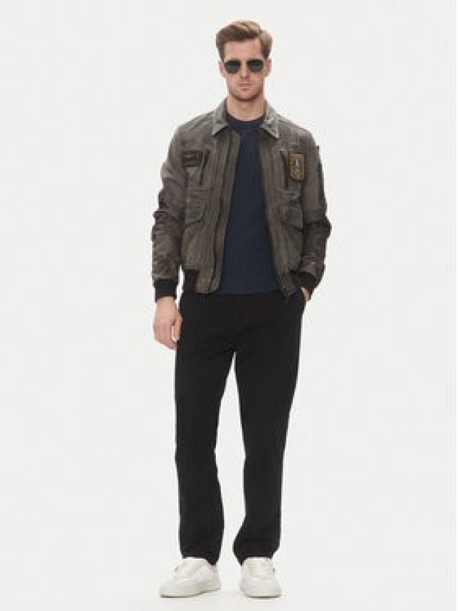 Aeronautica Militare Kurtka skórzana 251PN5047PL00300 Szary Regular Fit
