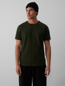 4F T-shirt regular z nadrukiem męski - zielony S