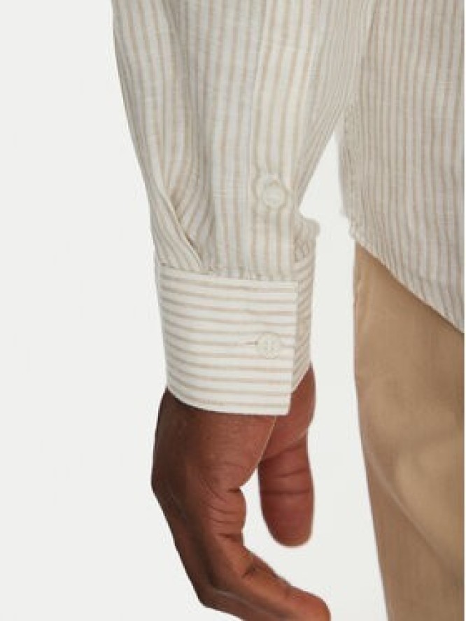 Calvin Klein Jeans Koszula Linen Stripe Slim Shirt K10K109332 Beżowy Regular Fit