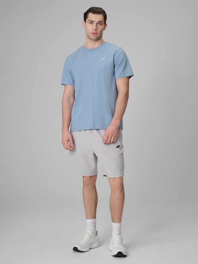 4F T-shirt regular gładki męski - niebieski M