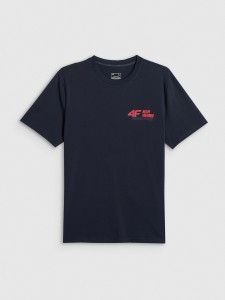4F T-shirt regular gładki męski - granatowy L