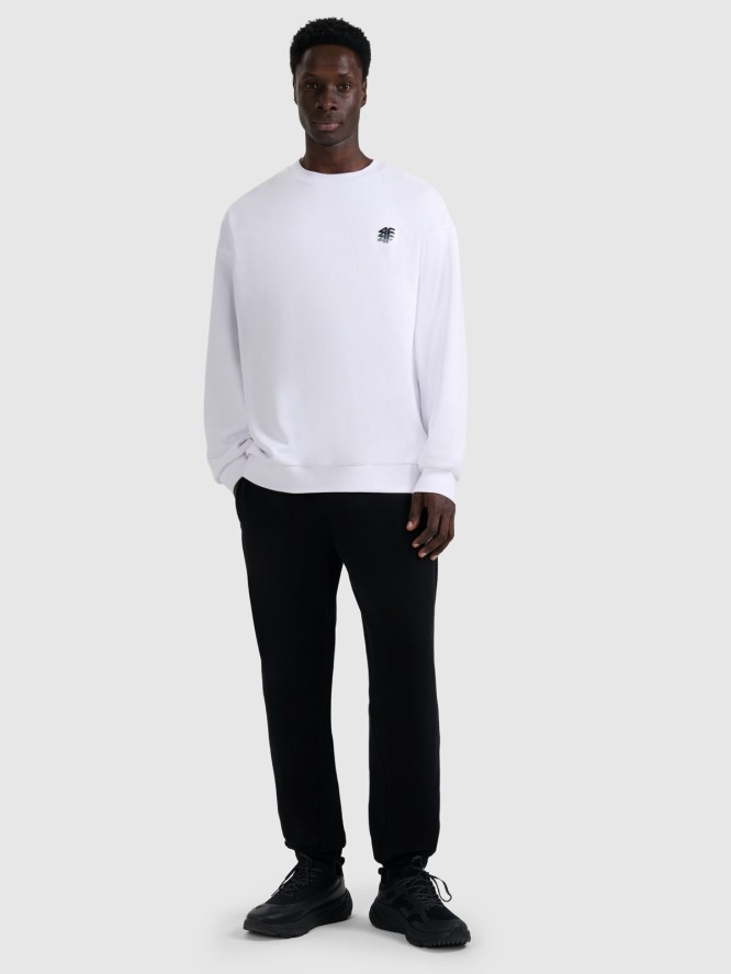 4F Bluza dresowa nierozpinana bez kaptura męska - biała XL