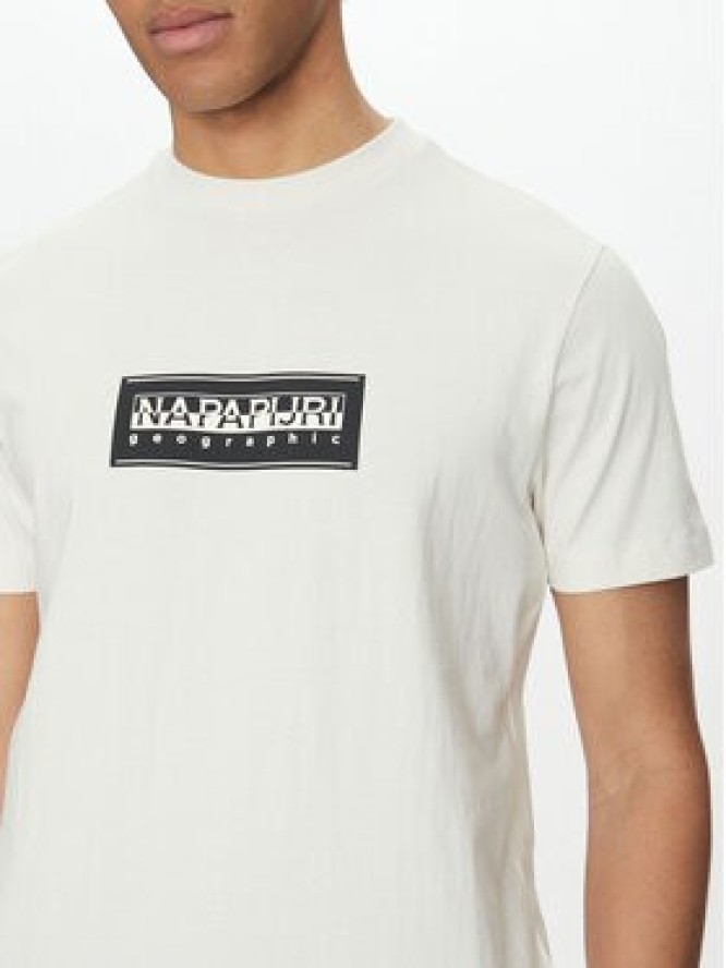 Napapijri T-Shirt S-box Logo NP0A4I3L Écru Regular Fit