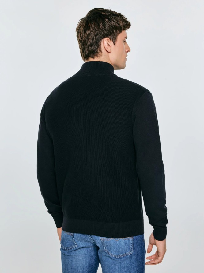 Sweter męski rozpinany ze stójką czarny Anton 906