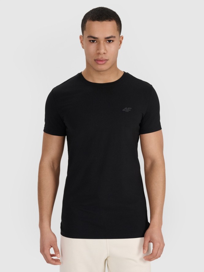 4F T-shirt slim gładki męski (2-pack) - czarny 3XL