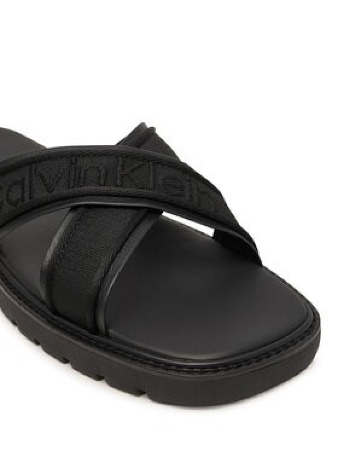 Calvin Klein Klapki Sq Molded Sandal Xcross Wb HM0HM02101 Czarny