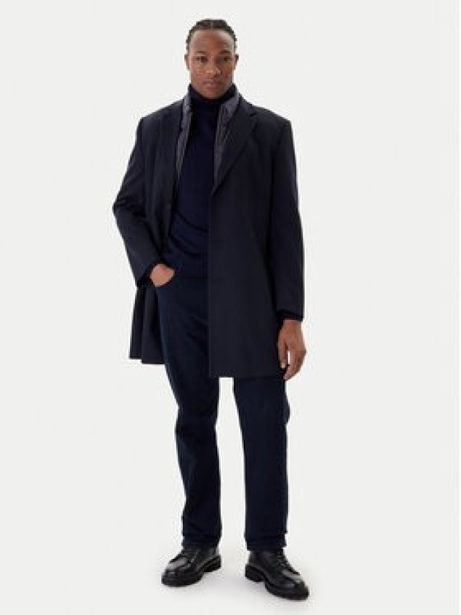 Bugatti Płaszcz wełniany 821628-84221 M Granatowy Regular Fit